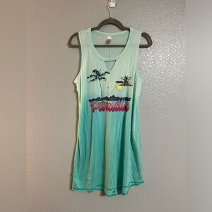 women's green sleeveless graphic pj pajama mini tank dress size large